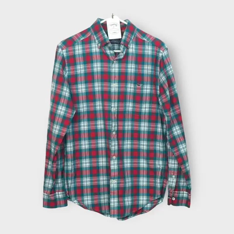 Vineyard Vines Mens Tucker Shirt | Size XS | Red/Green Plaid | 100% Cotton | EUC