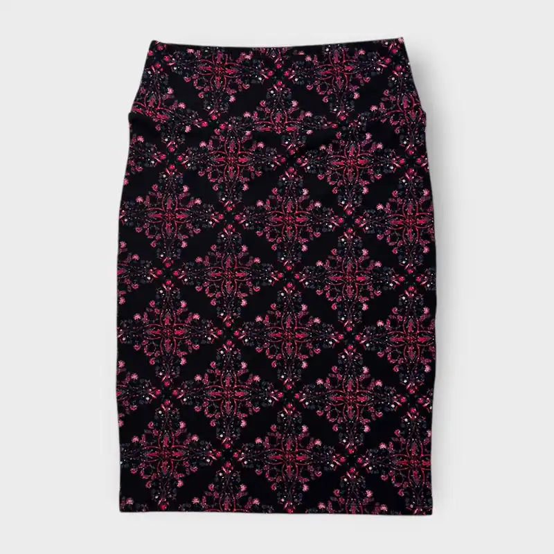 LuLaRoe Cassie Pencil Skirt - Multicolor Ornate Floral Lattice - Women's S (4-6) - NWT