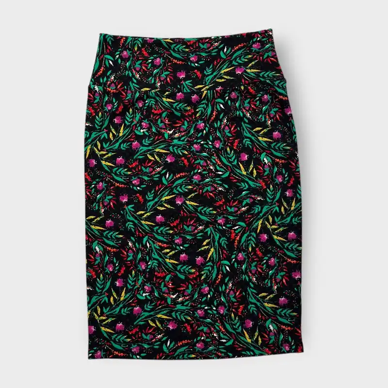 LuLaRoe Cassie Pencil Skirt - Black Multicolor Busy Floral - Women's S (4-6) - NWT