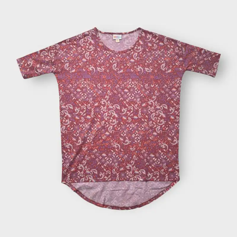 LuLaRoe Irma High-Low Tunic - Pink & Purple Botanical - Women's XXS (00-0) - NWT