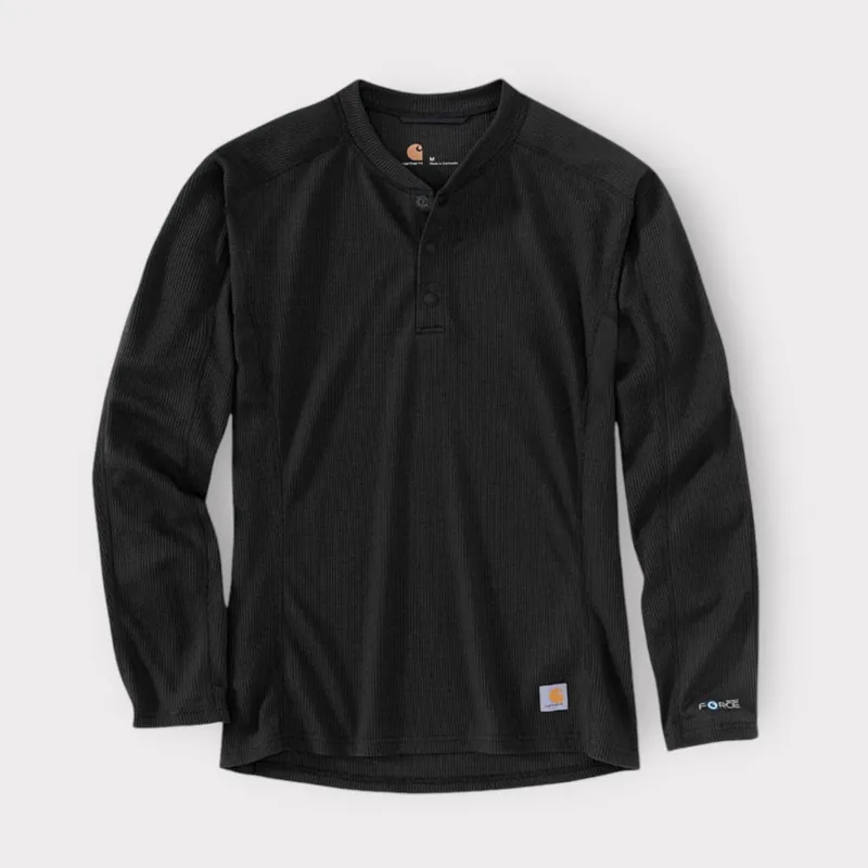 Carhartt Men's Force Midweight Waffle Henley - L (42-44) - FastDry® Tech - Black