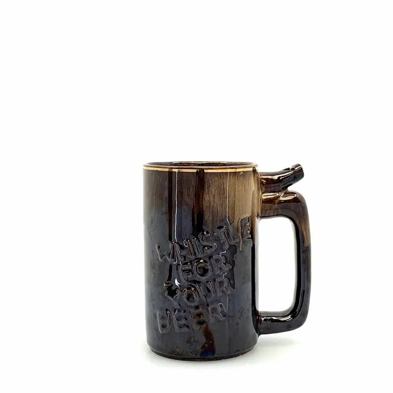 Vintage Fairway Beer Mug Whistle • Quench your Thirst Brown Glaze Barware