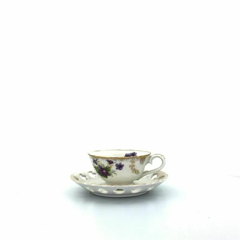Timeless Elegance Lefton China Sweet Violets Cup & Saucer Set Vintage Porcelain Excellent