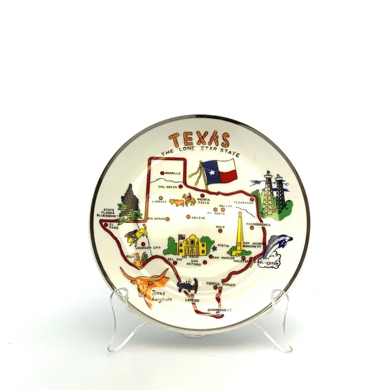 Nostalgic Alabama State Souvenir Collectible Plate - 8" White Ceramic