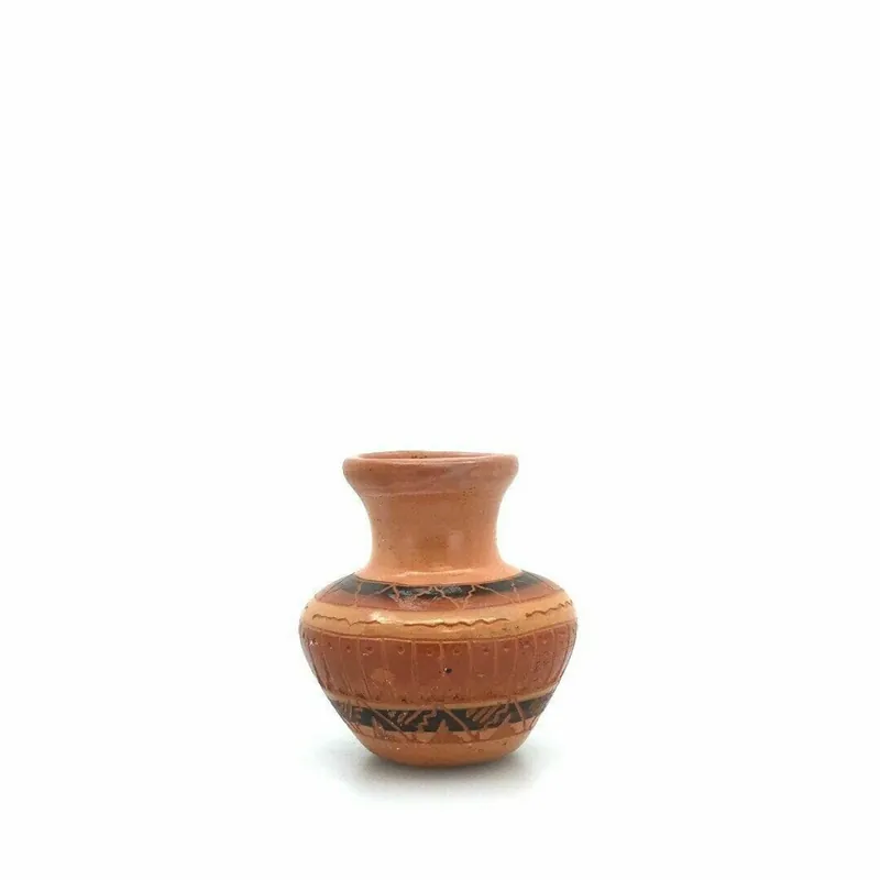 Captivating Navajo Pottery Anna Tsosie Signed Vase - Small, Orange, Native American, Clay, Very Good