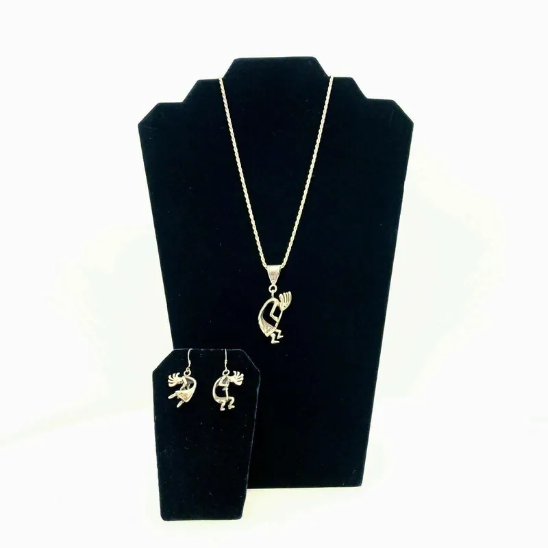 Charming Kokopelli Sterling Silver Southwest Pendant Necklace & Earrings