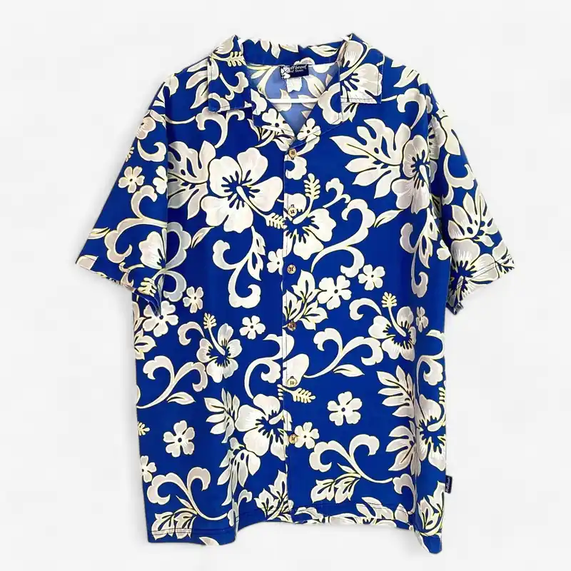 Vintage Bullhead Men's Short Sleeve Hawaiian Shirt - Blue Floral - Size XL