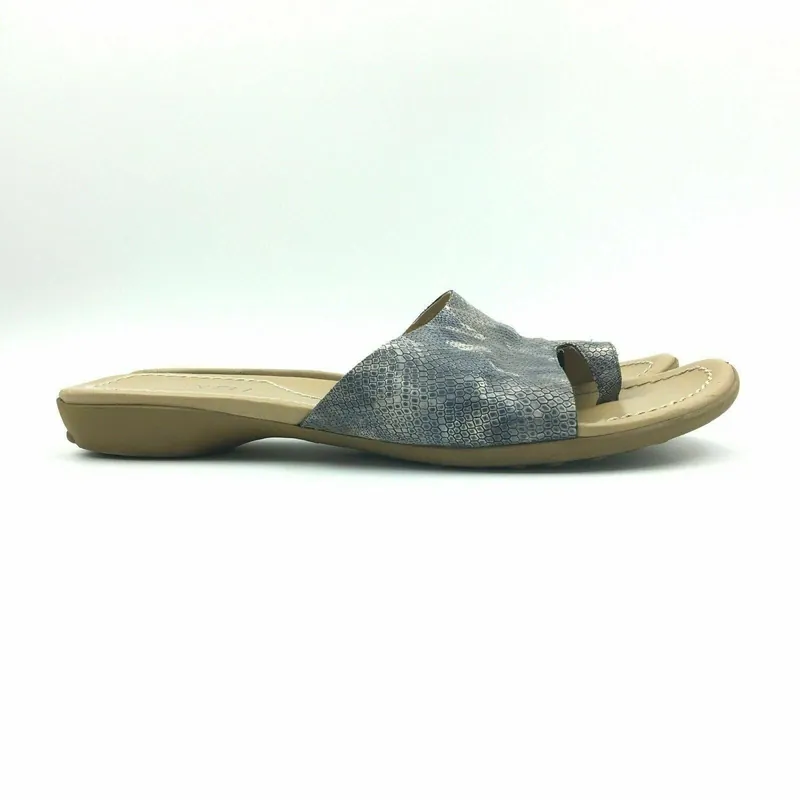 Trendy VANELi Womens Snakeskin Slide Sandals - Gray, Size 12