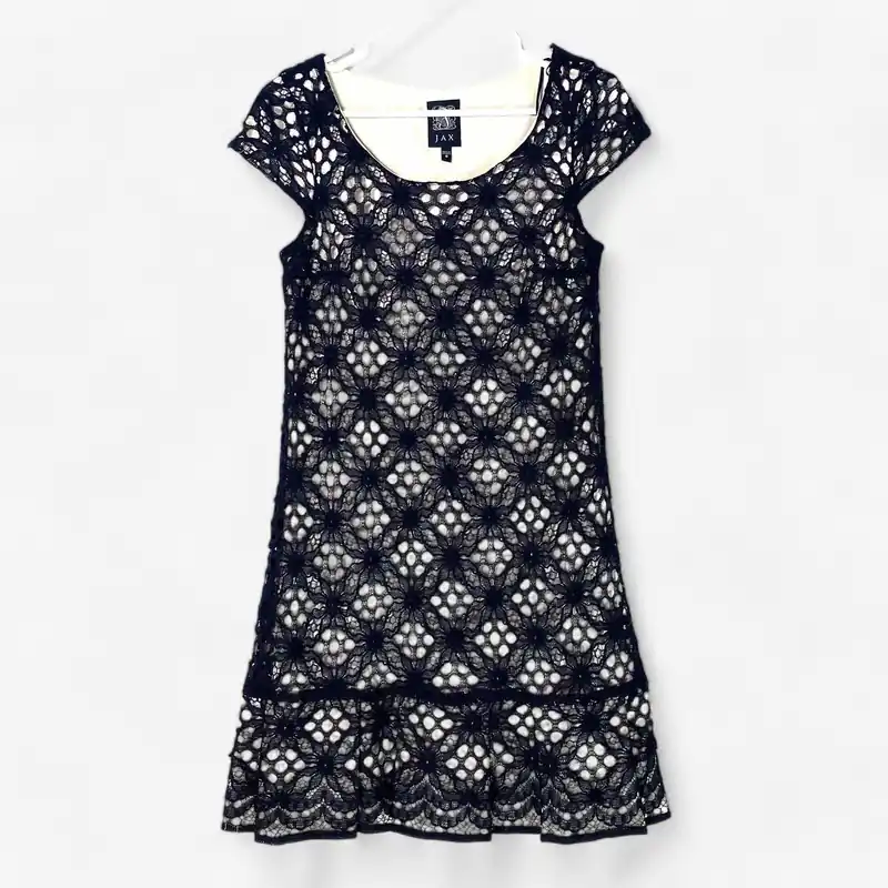 Jax Women's Little Black Dress - Lace Overlay Cap Sleeve, Size 6