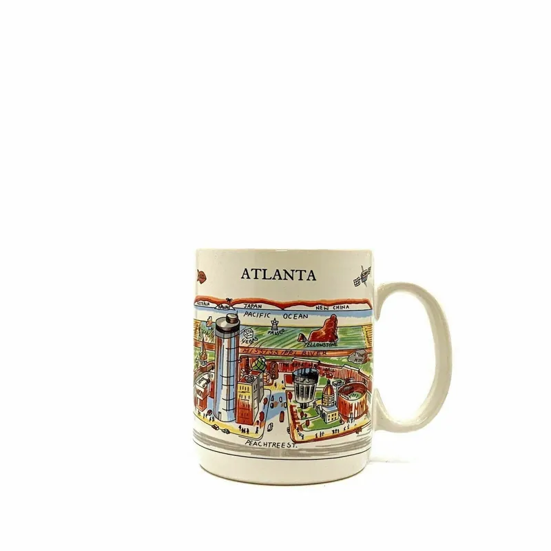 Captivating City Merchandise View Of The World Ceramic Souvenir Coffee Cup Mug - 14oz White Atlanta