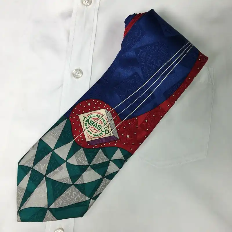 Fiery Tabasco Mens Red & Blue Silk Necktie 58" Very Good