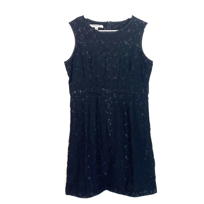 Evan-Picone Women's Black Lace Cocktail Dress - Size 14 - Elegant Back Zip LBD