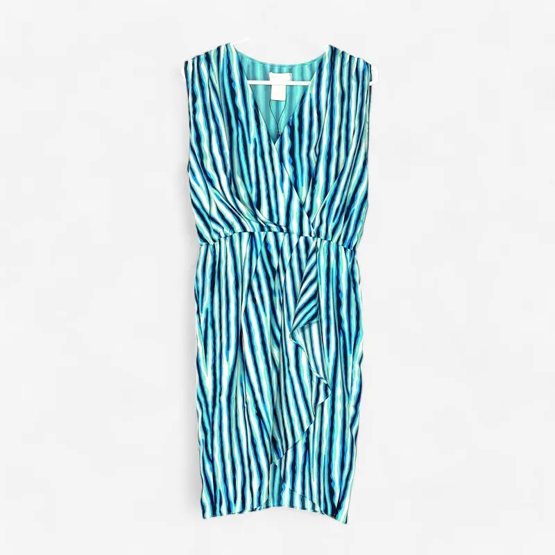 MM Couture by Miss Me Women's Striped Sleeveless Faux Wrap Dress - Size L