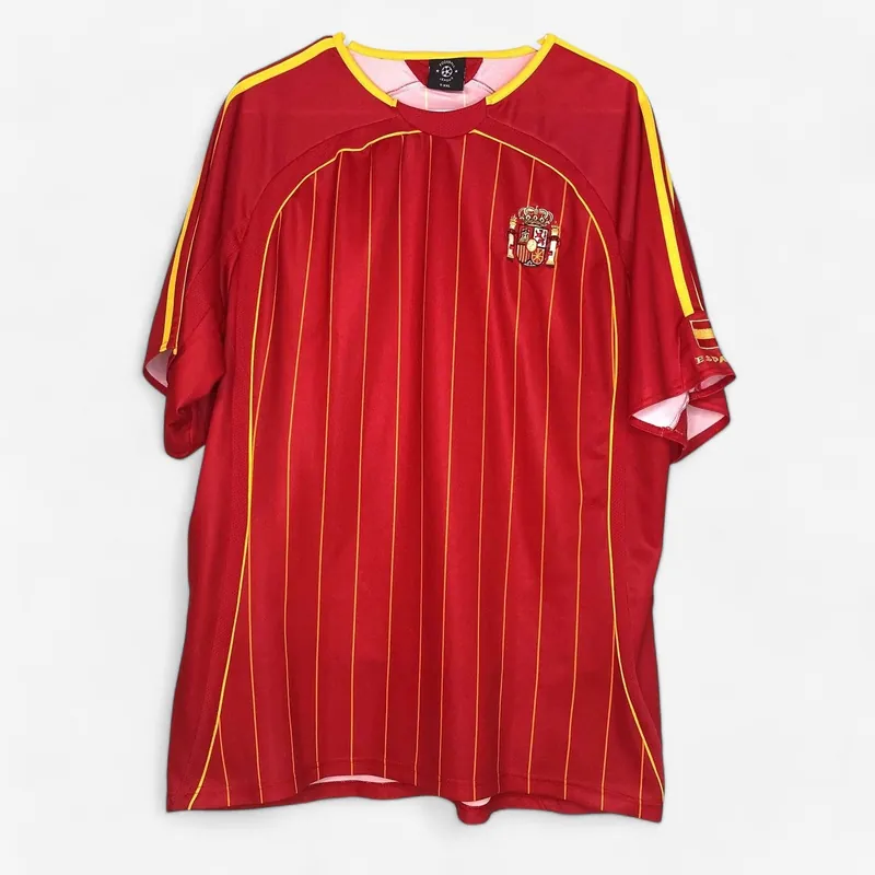 Premeril Football League Men's Red Striped Soccer T-Shirt - Spanish National Team - Size XXL