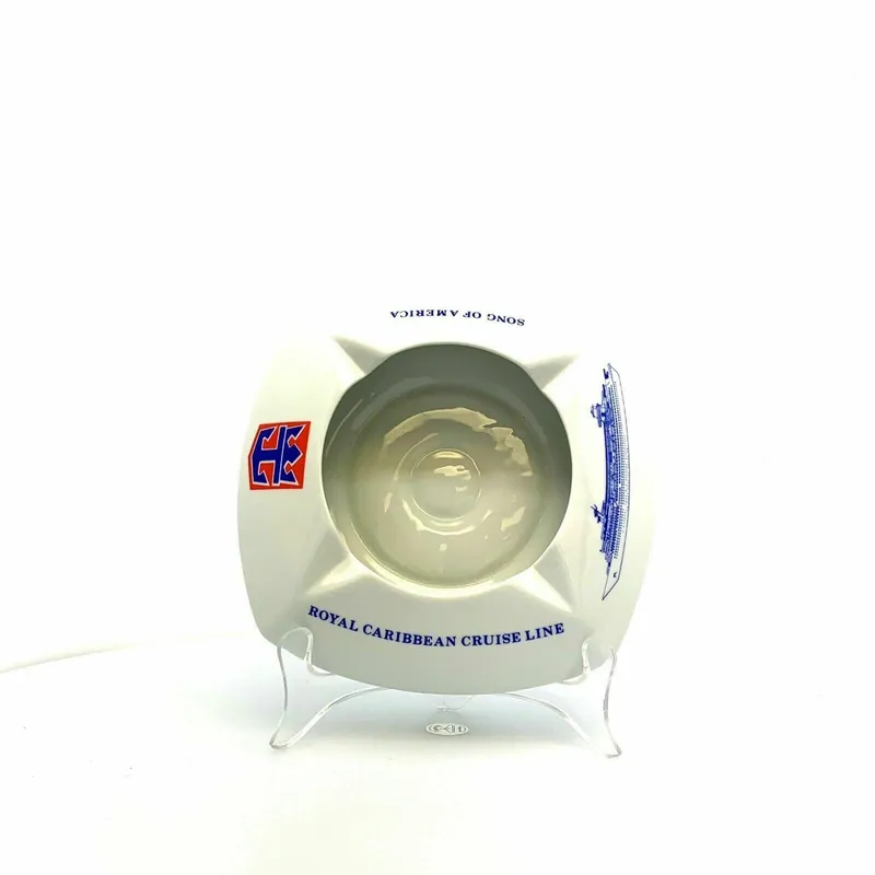 Royal Caribbean Song Of America White Porcelain Souvenir Ashtray By Schmidt - Unmarked