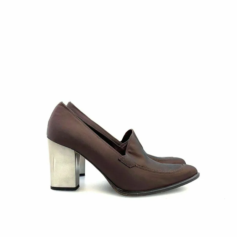 Enzo Angiolini Womens Pointed Toe Shoes Must-Have Metallic Heel Brown Size 6.5M Pre-Owned