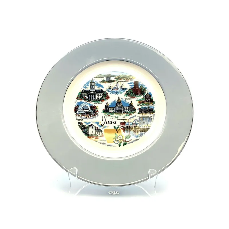 State Of Iowa Souvenir Collectible Plate, White - 9”