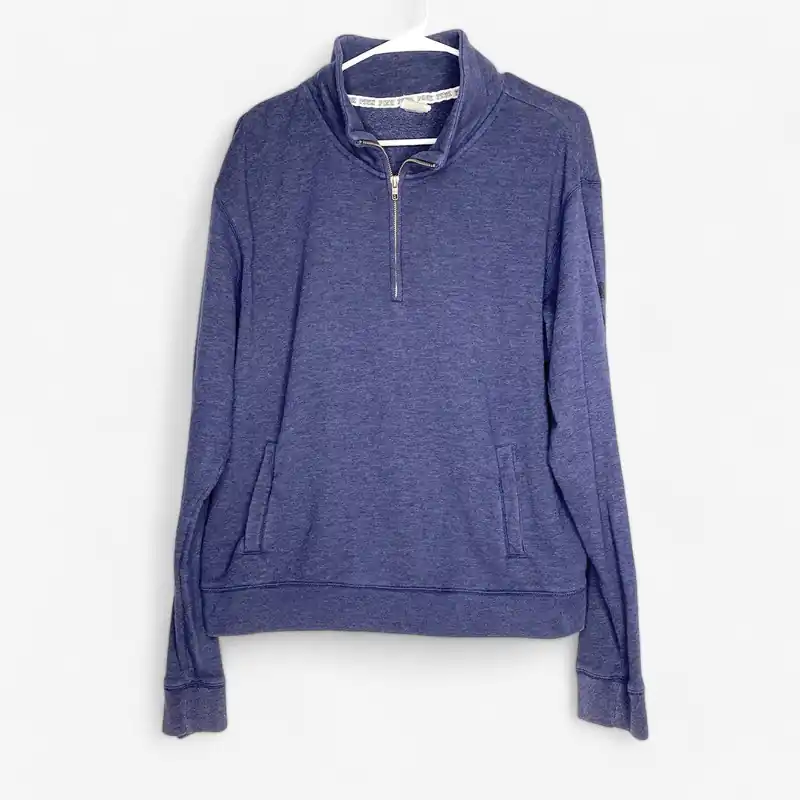 PINK Pullover Sweatshirt Size L Blue 1/4 Zip Long Sleeve - Victoria's Secret