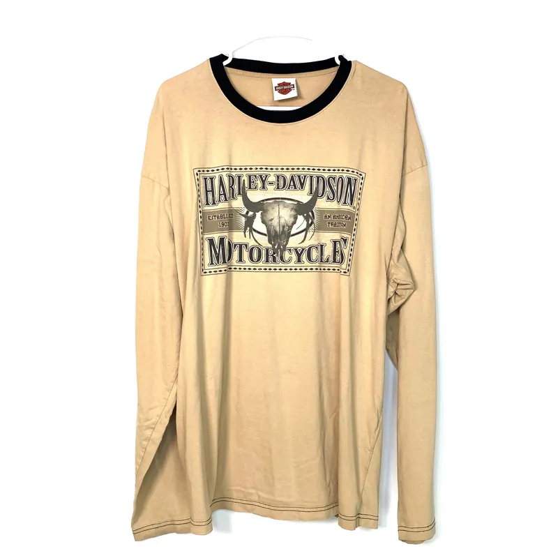 Harley-Davidson Men's Long Sleeve Sturgis SD T-Shirt - Beige - Size XXL - Pre-Owned