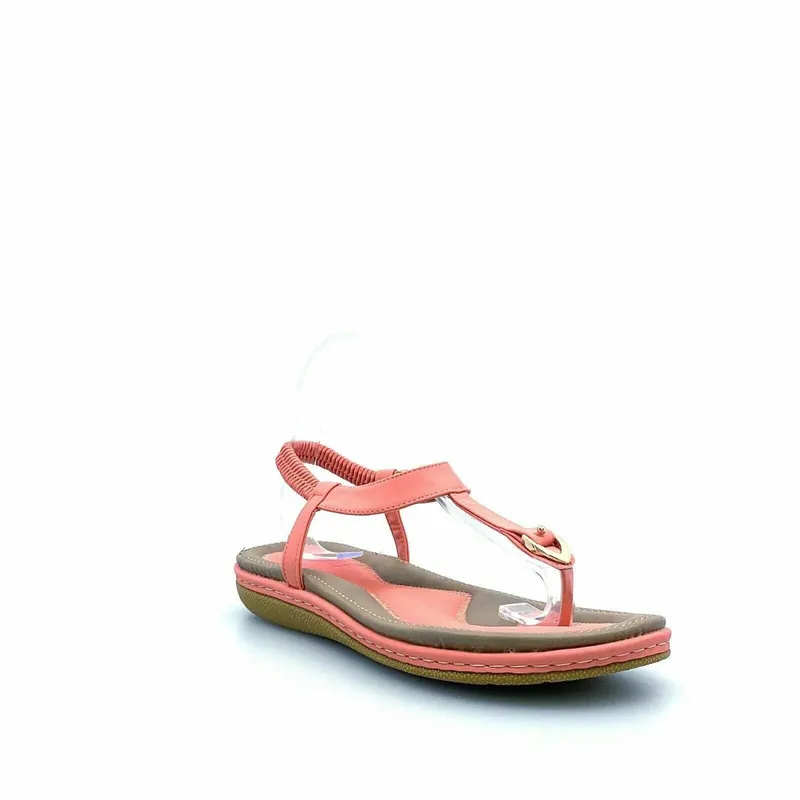 Kuidfar Women Flat Cushioned Slip-On Elastic Strap Sandals, Coral Pink - Size 10