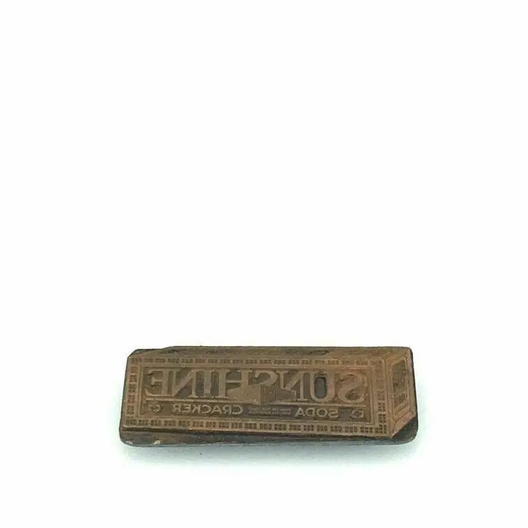 Vintage Advertising Metal Printing Press Block Plate “SUNSHINE SODA CRACKERS” - Unmarked