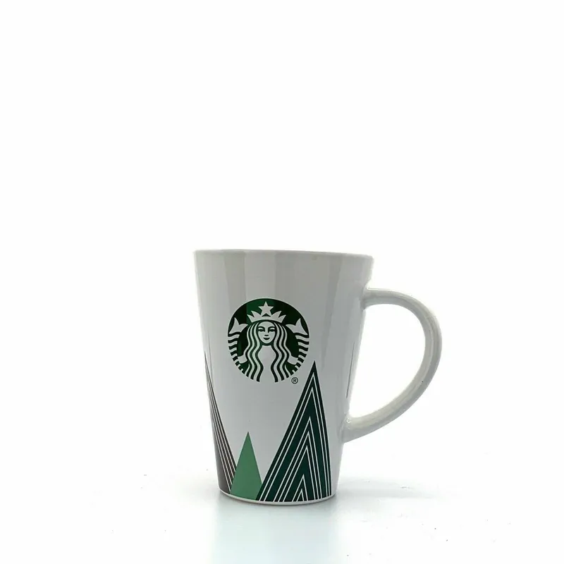 Starbucks Green Mermaid Logo Coffee Cup, White - Red / Green Mountains - 16 fl oz
