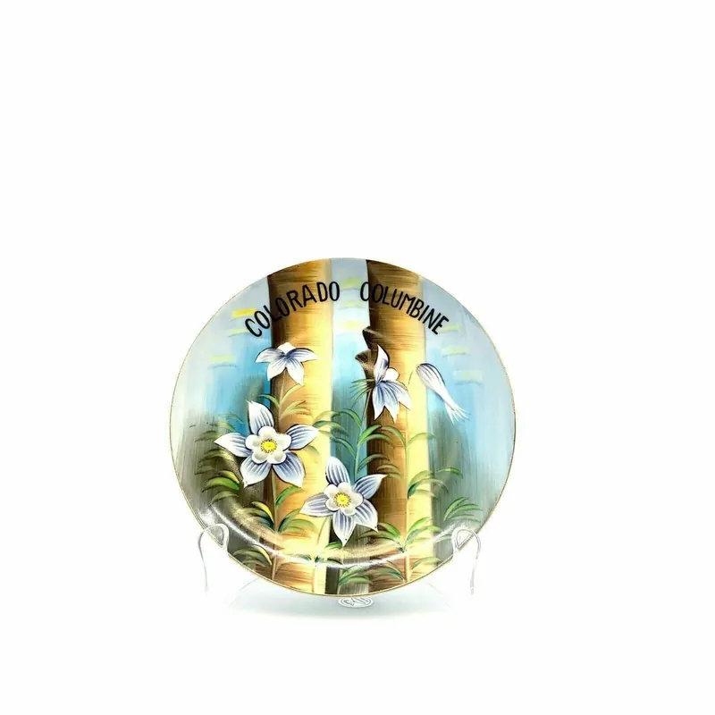 Colorado Columbine Collectible Plate, Blue Painted - 8”