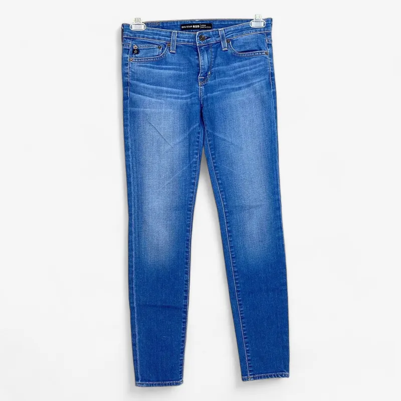 Big Star 1974 Women's Alex Mid-Rise Skinny Jeans - Blue Denim - Size 26 - Pre-Owned