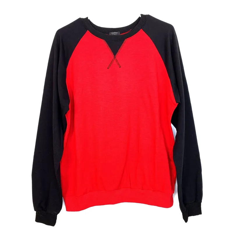 Men's Red and Black Long Sleeve Pullover Sweatshirt - Size M - COOFANDY