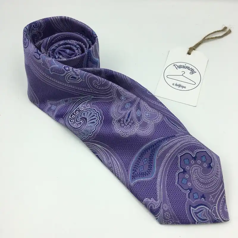 New Jos A Bank Mens Purple Paisley Necktie Tie One Size 54” $79 - Jos. A. Bank