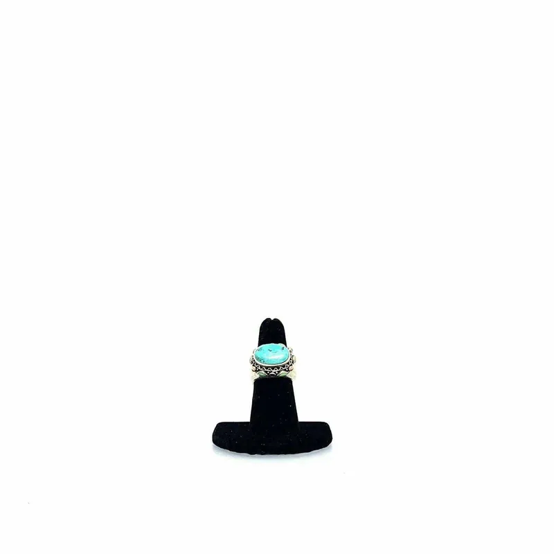 Vintage Navajo Turquoise Sterling Silver Womens Ring, Size 6.75 - Native American