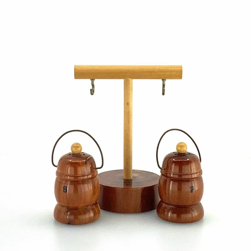 Hanging Wood Lanterns Salt Pepper Shakers Set Pair White Sands National Monument - Unmarked