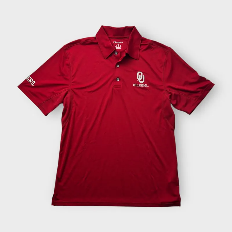 Champion Men's Red Oklahoma Sooners Polo Golf Shirt - Size M