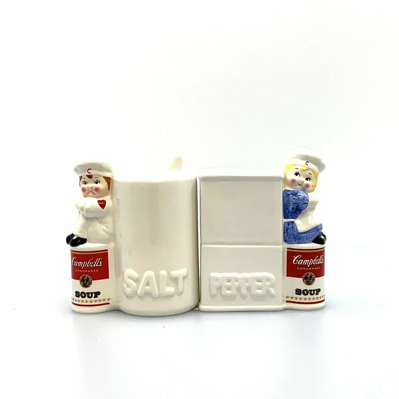 Campbells Soup Co. Kids Salt & Pepper Shakers Set Pair White 1996 - Campbell Soup Co.