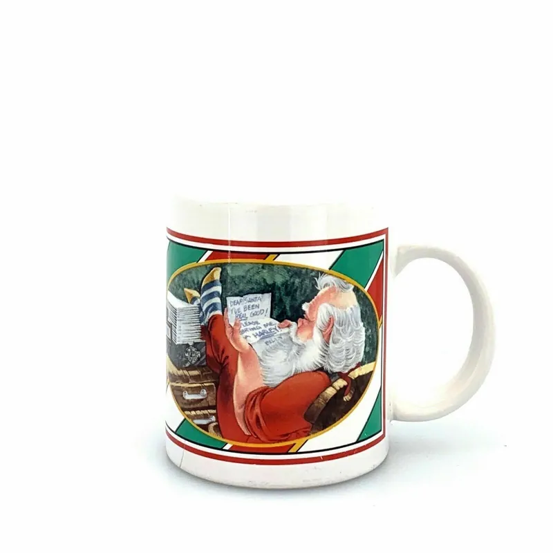 Harley Davidson Christmas Santa Claus Motorcycle Ceramic 14 oz Coffee Mug 1997 - Harley-Davidson