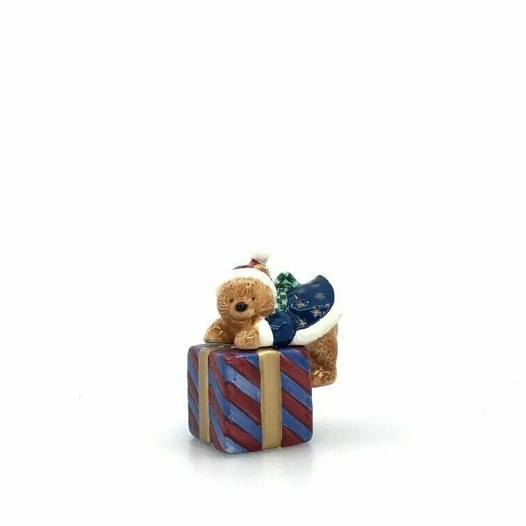 Santa Bear Hat On Top Christmas Present Salt & Pepper Shakers (NEW) - Cardinal