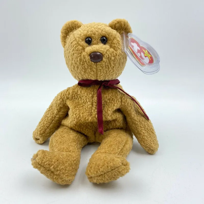 Ty Original Beanie Babies “Curly” The Bear 1993 W/ Brown Nose Tag Errors