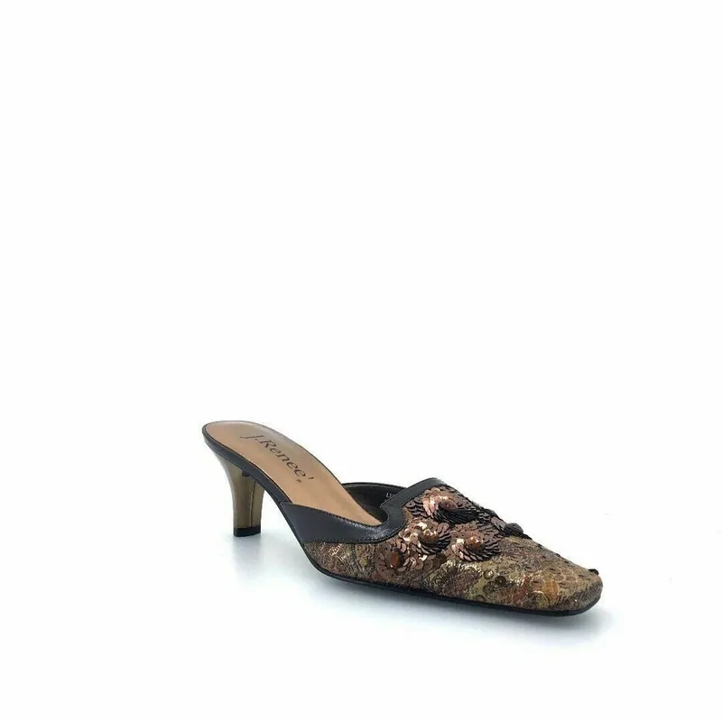 J Renee Womens Lucetta Size 9N Dark Brown Sequined Paisley Heels Dress Pumps - J. Renee