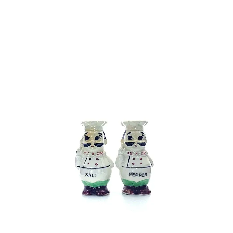 Vintage Handpainted French Chef Salt & Pepper Shakers Set - Unmarked