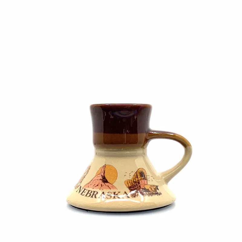Vintage No Spill Nebraska State Tourism Brown Coffee Cup 10 Fl Oz - Unmarked