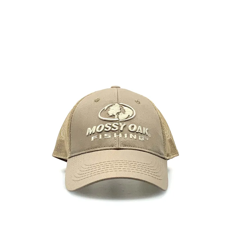 Mossy Oak Fishing Mens Mesh SnapBack Trucker Hat Beige OSFM