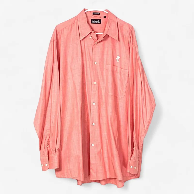 Ashworth Golf Men's Pink Check Dress Shirt - Button-Up Long Sleeve - Size XL - Pre-Owned