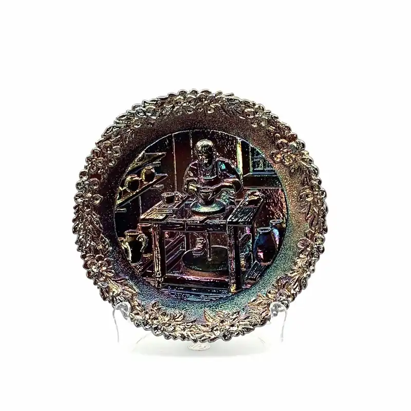 1977 Fenton Glass Collector Plate No. 8 In The Annual Series Early Craftsman of English America - Fenton Glass Company