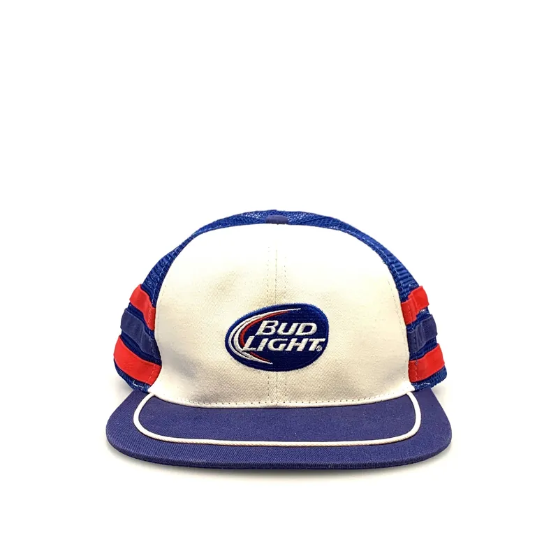 K Products Mesh 3 Stripe Trucker Hat Red White Blue Bud Light Beer OS - K-Products