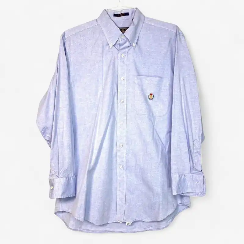 Chaps Ralph Lauren Men's Blue Long Sleeve Button-Down Dress Shirt - Size XL - Excellent Condition