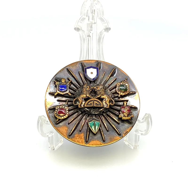Womens Copper Crest Fashion Belt Buckle Lions Shields - Unmarked