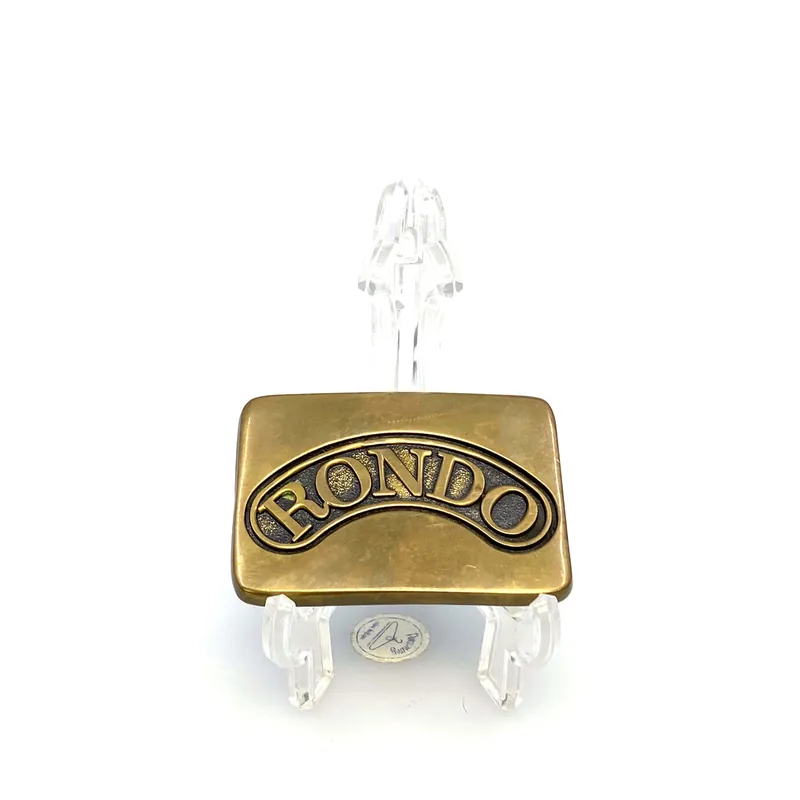 Vintage 1978 RONDO Brass Belt Buckle 3” - Unmarked