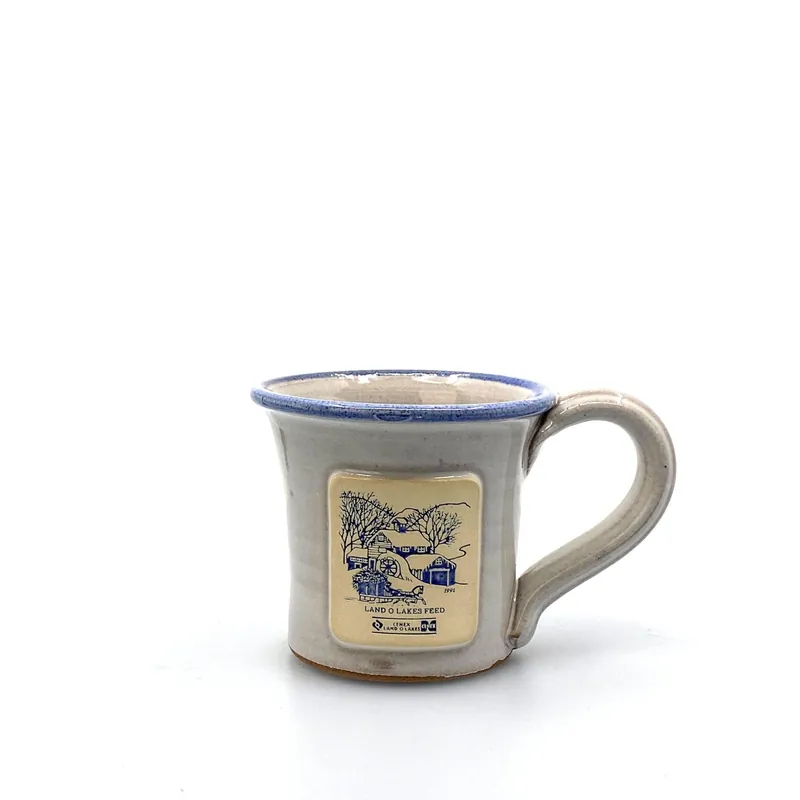 Ceramic LAND O’ LAKES FEED Coffee Cup 12 Oz Etched - Unmarked
