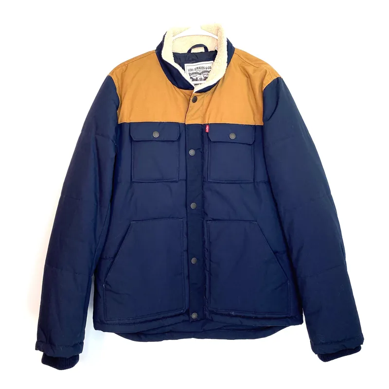 Levi's Mens Size M Blue Quilted Sherpa Shirt Jacket - Levi Strauss