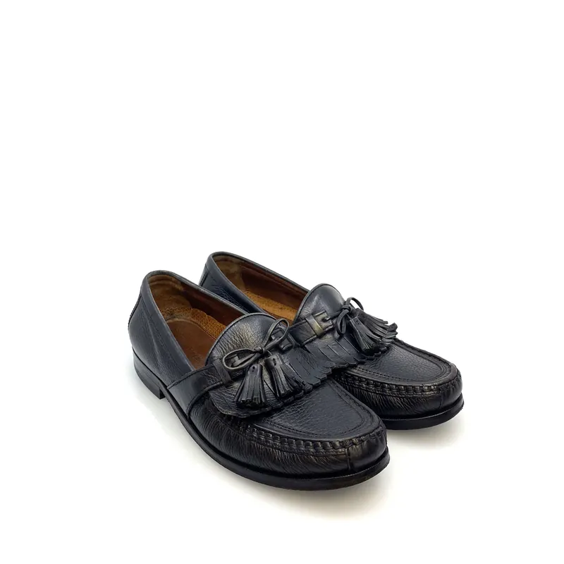 Johnston & Murphy Mens Size 7M Black Leather Kiltie Tassel Loafers